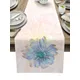 Spring Blue-pink Flower Linen Table Runner Wedding Decoration Hotel Holiday Party Antifouling Dining