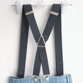 Suspenders Men Solid Color Polyester Elastic Adult Belt X-Shape Braces 4 Clips Casual Suspenders