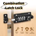 Password Lock Black Door Bolt Metal Door Latch Anti-theft Safety Combination Digit Padlock Outdoor