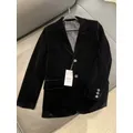 Women New Fashion Neutral style Single breasted Casual Velvet Blazer Coat Vintage Long Sleeve