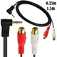 90 Degree Right-Angled 3.5mm Gold 1/8 Stereo Mini Jack Male to 2 Female RCA Adapter Audio (Male to 2