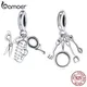 bamoer 925 Sterling Silver Scissors Comb Mirror Beauty Tools Cooking Utensils Set Fork Pan Charm