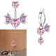 Surgical Steel Belly Piercing Jewelry Belly Button Rings for Women Angel Heart Dangle Navel Rings