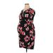Hello Miz Casual Dress - Party V Neck Sleeveless: Black Floral Dresses - Women's Size X-Large Maternity