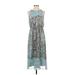 Vince Camuto Casual Dress - Midi High Neck Sleeveless: Teal Dresses - Women's Size 4