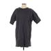 Native Youth Casual Dress - Mini High Neck Short sleeves: Gray Print Dresses - Women's Size Large