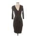 Bailey 44 Casual Dress - Sheath V-Neck 3/4 sleeves: Black Print Dresses - Women's Size Small