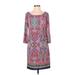 Laundry by Shelli Segal Casual Dress - Sheath Boatneck 3/4 sleeves: Pink Dresses - Women's Size Small