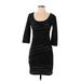 Max Studio Casual Dress - Bodycon Scoop Neck 3/4 sleeves: Black Dresses - Women's Size X-Small