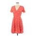 Gap Casual Dress - A-Line Plunge Short sleeves: Orange Dresses - Women's Size 6