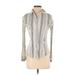 Calvin Klein Long Sleeve Button Down Shirt: Ivory Stripes Tops - Women's Size Small