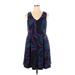 Trina Trina Turk Casual Dress - Mini V Neck Sleeveless: Purple Dresses - Women's Size 14