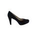 Adrienne Vittadini Heels: Slip On Chunky Heel Minimalist Black Print Shoes - Women's Size 8 1/2 - Round Toe