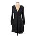 Equipment Casual Dress - Party V-Neck Long sleeves: Black Dresses - Women's Size 2