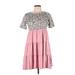 Heimish U.S.A Casual Dress - A-Line High Neck Short sleeves: Pink Dresses - Women's Size Medium