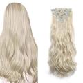 Clip-in-Haarverlängerungen 22-Zoll-Haarteile 7 Stück/Set Clip-on-Haarverlängerung hitzebeständige Kunstfaser für Frauen, täglicher Gebrauch Haare machen Clip-Haarverlängerungen