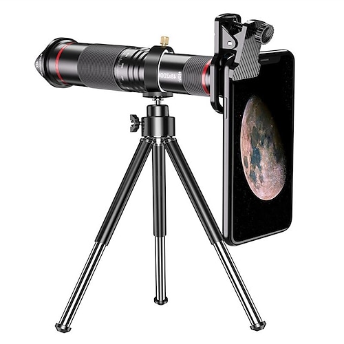 48-facher Super-Telezoom für Mobiltelefone, leistungsstarkes Monokular-Teleskop aus Metall, mobiles HD-Teleobjektiv mit Stativ für Camping Image