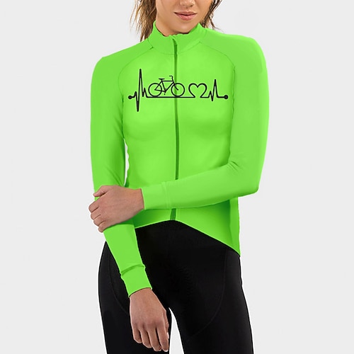 Damen Radtrikot Herz Grafik Lustig Langarm Fahhrad Trikot Oberteil mit 3 Gesäßtaschen Mountainbike MTB Straßenradsport Schnelltrocknend Reflektierende Streifen Rückentasche Feuchtigkeitsableitend Image