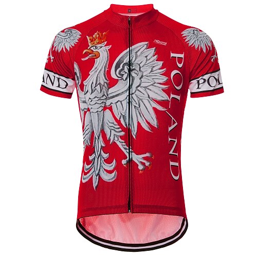 Herren Radtrikot Adler Russland Polen Kurzarm Fahhrad Trikot Oberteil mit 3 Gesäßtaschen Mountainbike MTB Straßenradsport Schnelltrocknend Rückentasche Feuchtigkeitsableitend Atmungsaktiv Sport Image