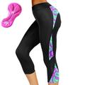 21Grams Women's Cycling 3/4 Tights Bike 3/4 Tights Mountain Bike MTB Road Bike Cycling Sports Graphic 3D Pad Breathable Quick Dry Moisture Wicking Violet Light Green Spandex Clothing Apparel Bike Wear