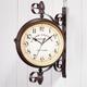 Retro Antique Style Wall Clock Garden Wall Clock Double Sided Station Clock, Mute Metal, for Kitchen Office School Clock