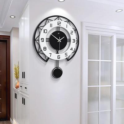 BlackWhite Modern Wall Clock 3D Hollow Design Pendulum Silent Metal Pointer Display Round Hanging Clock Living Room Wall Decor 35 43 50 cm