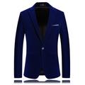 Men's Casual Blazer Jacket Blazer Plus Size Regular Standard Fit Solid Colored Single Breasted One-button Black Burgundy Navy Blue Blue 2024