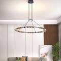 Black LED Chandelier Farmhouse Multi-layer Black Round Rustic Hanging Lighting Pendant Light Fixture For Living Room High Ceiling Outdoor Wheel Chandelier For Porch Foyer Dining Room