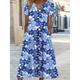 Women's Casual Dress Shift Dress Swing Dress Floral Pocket Print V Neck Midi Dress Active Fashion Outdoor Vacation Short Sleeve Regular Fit White Royal Blue Blue Spring Summer S M L XL XXL