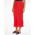 Midirock TOMMY HILFIGER "VISCOSE CREPE LONG SKIRT" Gr. 36, rot (fierce red) Damen Röcke Lange