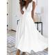 Women's White Dress Casual Dress Swing Dress Long Dress Maxi Dress Cotton Ruched Date Vacation Streetwear Maxi V Neck Sleeveless Black White Pink Color