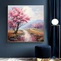 Handamde Inspired Springtime Cherry Blossoms Oil Painting Canvas Painting Impressionism Living Room/Bedroom Wall Prints Decor Gift (No Frame)