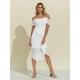 Solid Asymmetric Bodycon Dress Off Shoulder White Dress