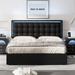 epoch Vegan Leather Platform Storage Bed Wood & /Upholstered/Metal & /Faux leather/Metal in Black | 45.3 H x 66.5 W x 82.7 D in | Wayfair