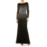 Sequin Embellished Bateau Neck Long Sleeve A-line Gown - Black - Mac Duggal Dresses