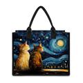 Women's Handbag Tote Boston Bag Polyester Shopping Daily Travel Print Large Capacity Foldable Lightweight Cartoon Cat Navy Blue Blue Dark Blue