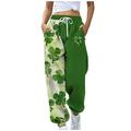 Womens Four Leaf Clover Heart Saint Patricks Day Irish Shamrock St Patricks Day Sweatpants Gift for Her Irish Sweatpants Pride Proud Irish Long Pants Green shirts for women Small