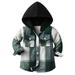 Baywell Toddler Kids Boys Girls Hooded Plaid Shirt Button Baby Red Plaid Shirt Plaid Shirt Hooded Clothes Green 3M-8T