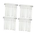 Unique Bargains 4Pcs No Slip Hair Side Combs Accessories Metal 1.6 Silver Tone