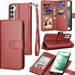 Wallet Case for Galaxy S22 6.1 inch for Samsung Galaxy S22 5G 2022 PU Leather Case Luxury PU Leather 9 Card Slots Holder Carrying Folio Flip Cover Kickstand & Hand Strap