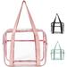 Clear Makeup Bags Large Travel Toiletry Bag for Women Transparent Bag Clear Cosmetic Bags with Handle Bathroom Organizer Bag PVC Tote Zipper Handbag Beach Bag (black)