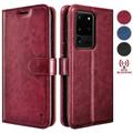 Wallet Cases for Galaxy S20 S20+ S20 Ultra S20 Plus 5G Premium Vegan Leather [RFID Blocking] Luxury ID Cash Credit Card Slots Holder Carrying Pouch Phone Folio Flip Cover [Wine Red]