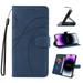 for iPhone X/XS Case Vintage Embossed Phone Case Wallet Card Holder PU Leather Stand Flip Case Wrist Strap Magnetic Closure Shockproof Protective Cover for iPhone X/XS Darkblue