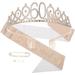 Tiara Rhinestone Belt Waist Prom Satin Sash Rhinestones Headgear