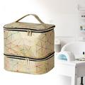 DOLITY Double Layer Carrying Bag Container Cosmetic Case Nail Polish Organizer Case Golden