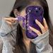 Japan Korea Simple Purple Bead Bracelet Love Heart Pendant Soft Phone Case For IPhone 14 12 11 13 Pro XR X XS Max Back Cover