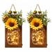 Rirool Sunflower Mason Jar Lights Rustic Farmhouse Wall Decor Artificial Flowers LED Fairy Lights for Home Table Dining Room Living Room Kitchen Garden (Set of 2)