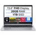 acer 2023 Newest Aspire 5 Slim 15.6 FHD IPS Laptop AMD Quad-Core Ryzen 3 3350U(Up to 3.5GHz Beat i5-7200U) 20GB RAM 1TB SSD WiFi 6 Backlit Keyboard Fingerprint HDMI Windows 11+JVQ MP