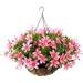 Primrue Faux Silk Flowering Hanging Basket Arrangement in Basket Faux Silk in Brown | 19.5 H x 13 W x 13 D in | Wayfair