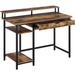 Inbox Zero Computer Desk w/ Monitor Shelf & Drawer, 47" Home Office Writing Desk, Study Table Workstation, Stable Metal Frame, Rustic Brown | Wayfair